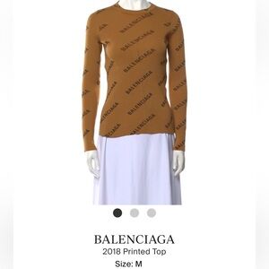 BALENCIAGA - LONG SLEEVE LOGO PRINT RIBBED TEE